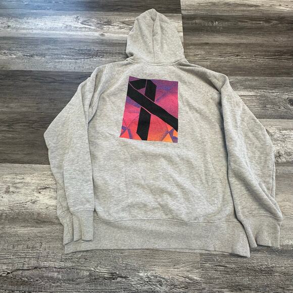 TNF The‎ North Face Cancer Awareness Gray Pink Womens M Fleece Pullover Hoodie - Picture 1 of 12
